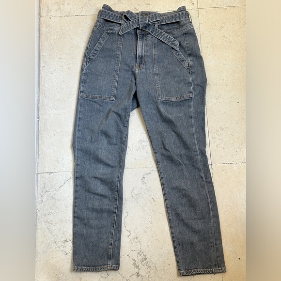 Veronica Beard Straight Leg Logan Jeans with Tie Belt High Rise Size 28 - Picture 2 of 4